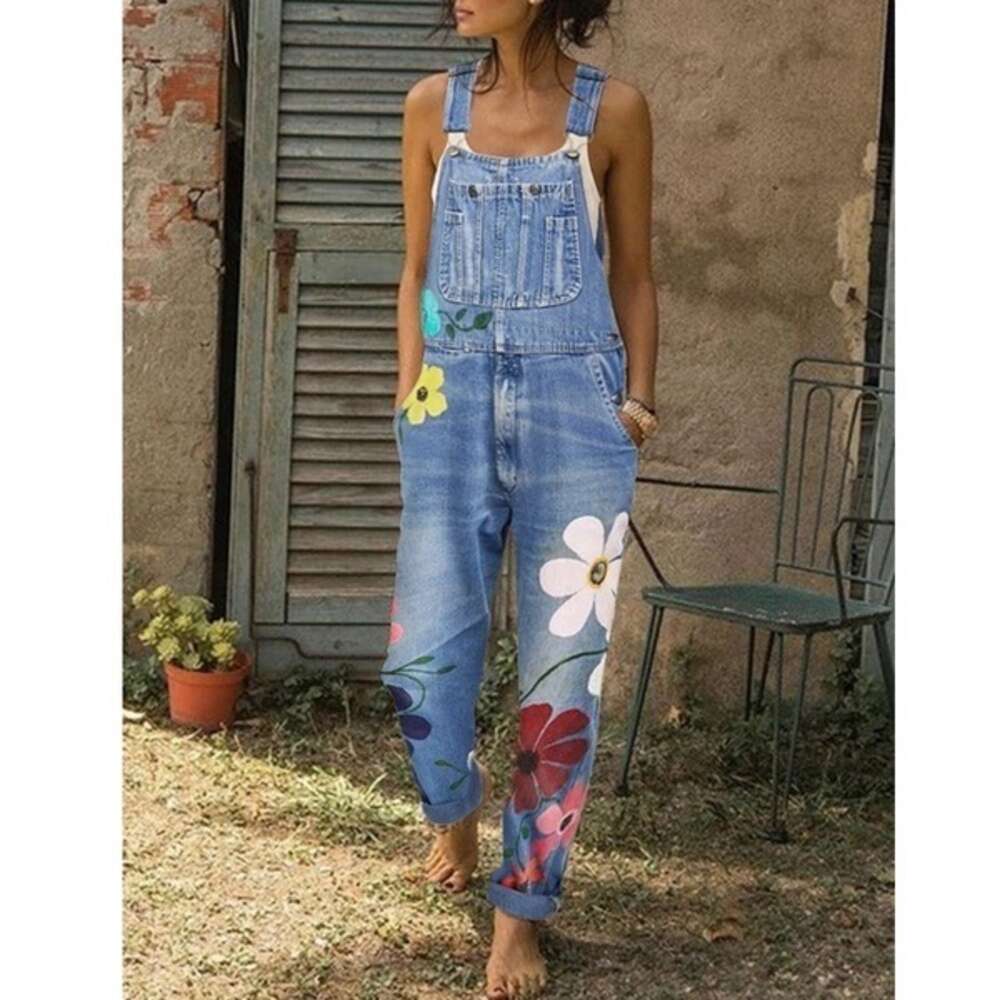 2024 Printed Pants, Large Size, Colorful Strap Denim Pants