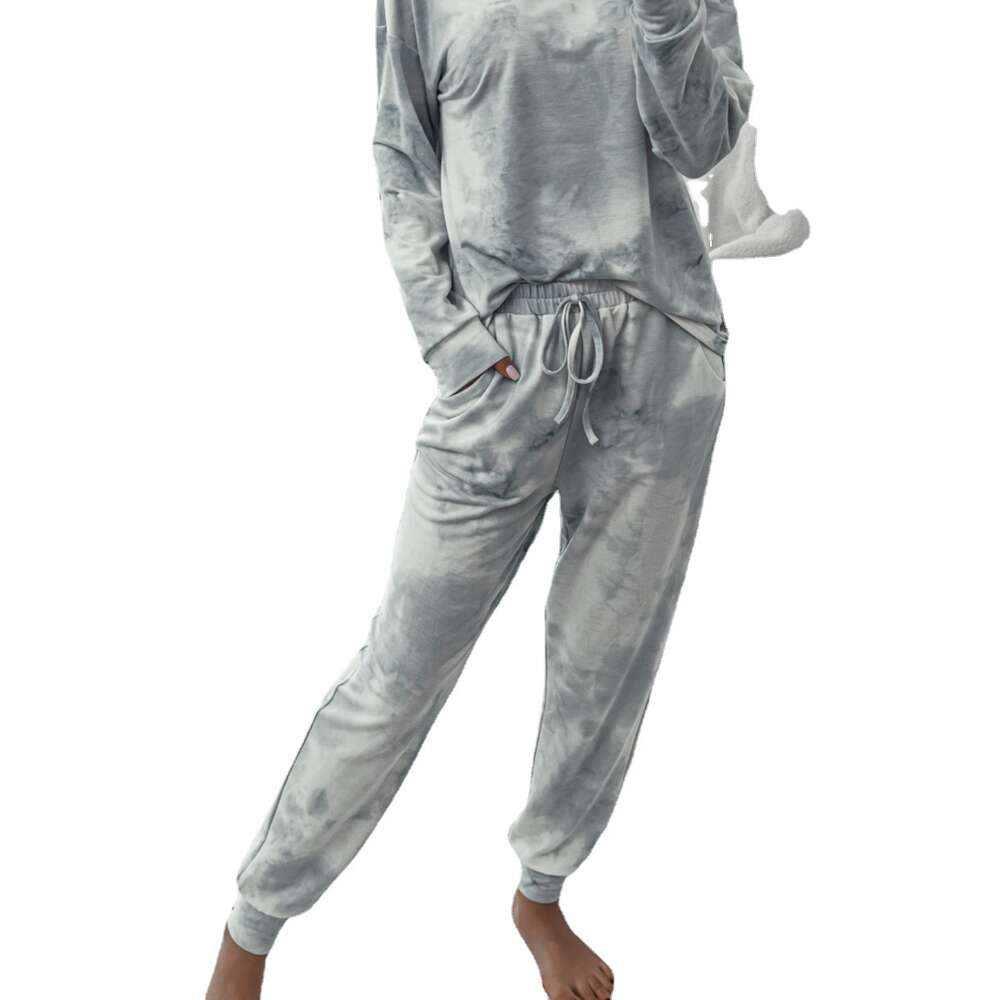 2024 New Print Autumn/winter Round Neck Casual Long Sleeved Women's Sports Set