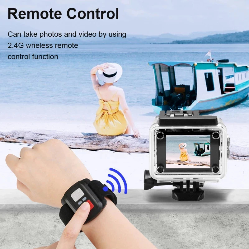 Ultra HD 4K Action Camera 1080P/30FPS WiFi 2.0-inch 170D Underwater Waterproof Helmet Video Recording Go Cameras Sports Cam Pro 240304