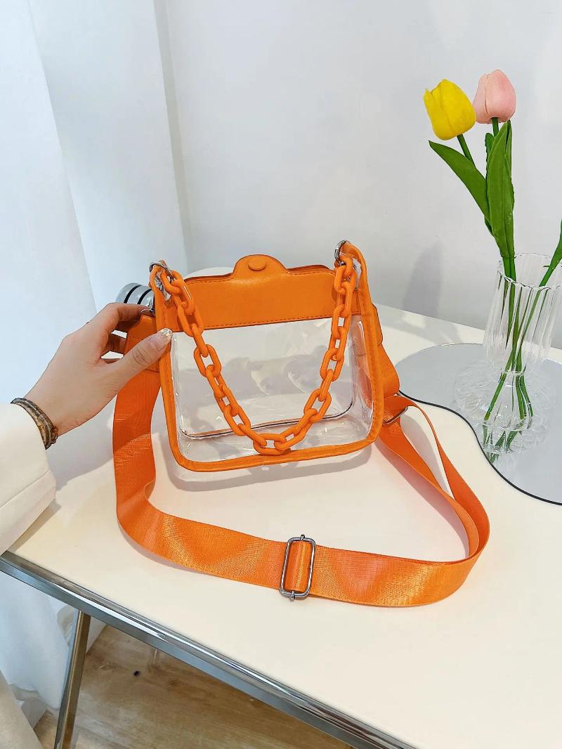 Shoulder Bags Summer Women Clear Transparent Crossbody Bag Female Jelly Handbags And Purses Acrylic Chain Square Bolsos B5