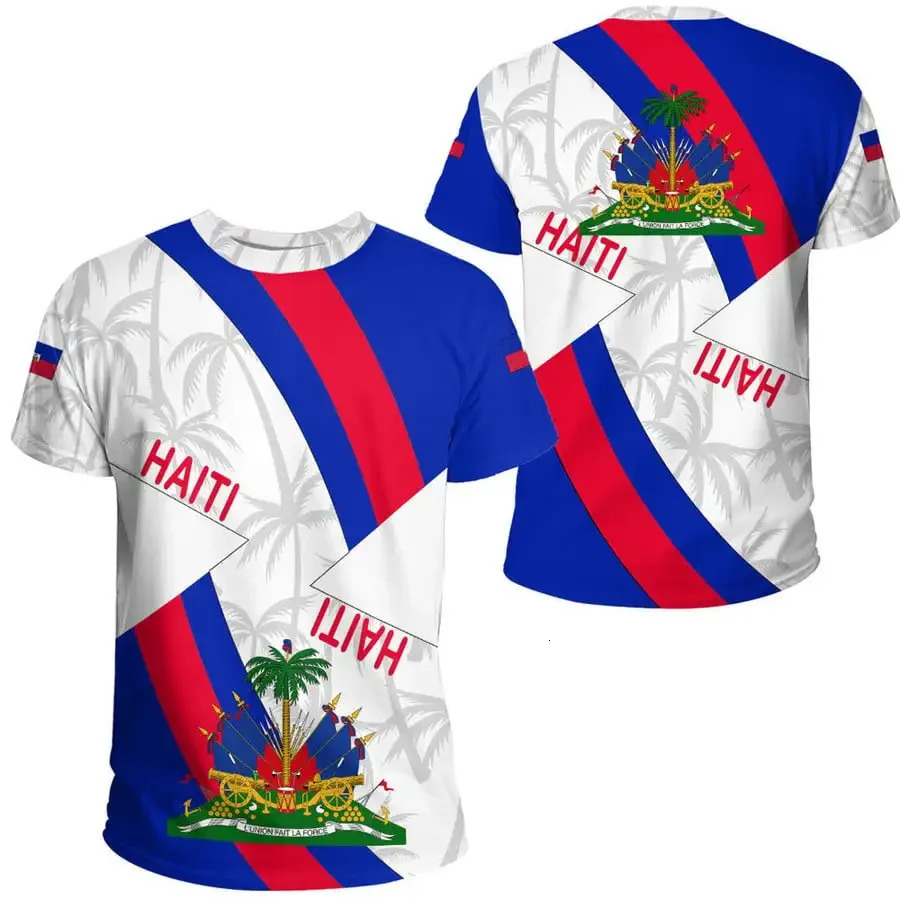 Oversized Tshirt 3D Print Country Emblem Flag Caribbean Sea Haiti Island Retro Streetwear MenWomen Casual Short Sleeve T Shirt 240318