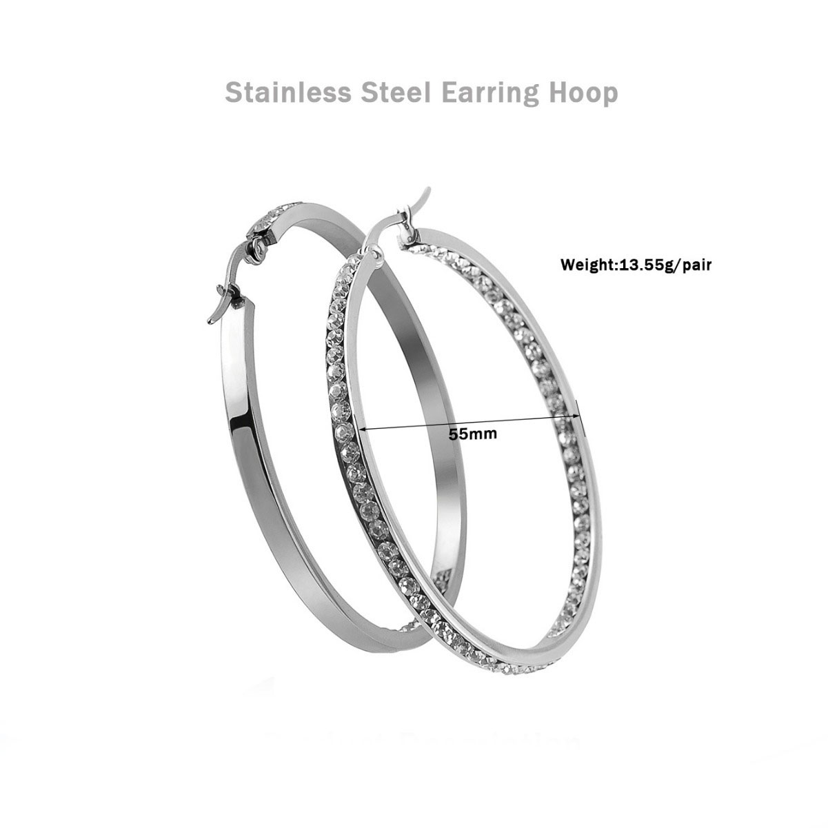 Luxury Austrian Crystal Hoop Earrings Titanium Steel Large Big Charm Earrings Stainless Steel Dangle Circle Ear Jewelry Party Birthday Wedding Accesso