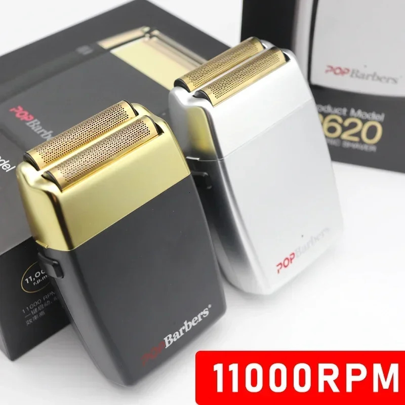 Pop Barbers P620 Professional Mans Electric Shaver Double Foil USB Cordless Hair Cutting Machine 11000 RPM 240315