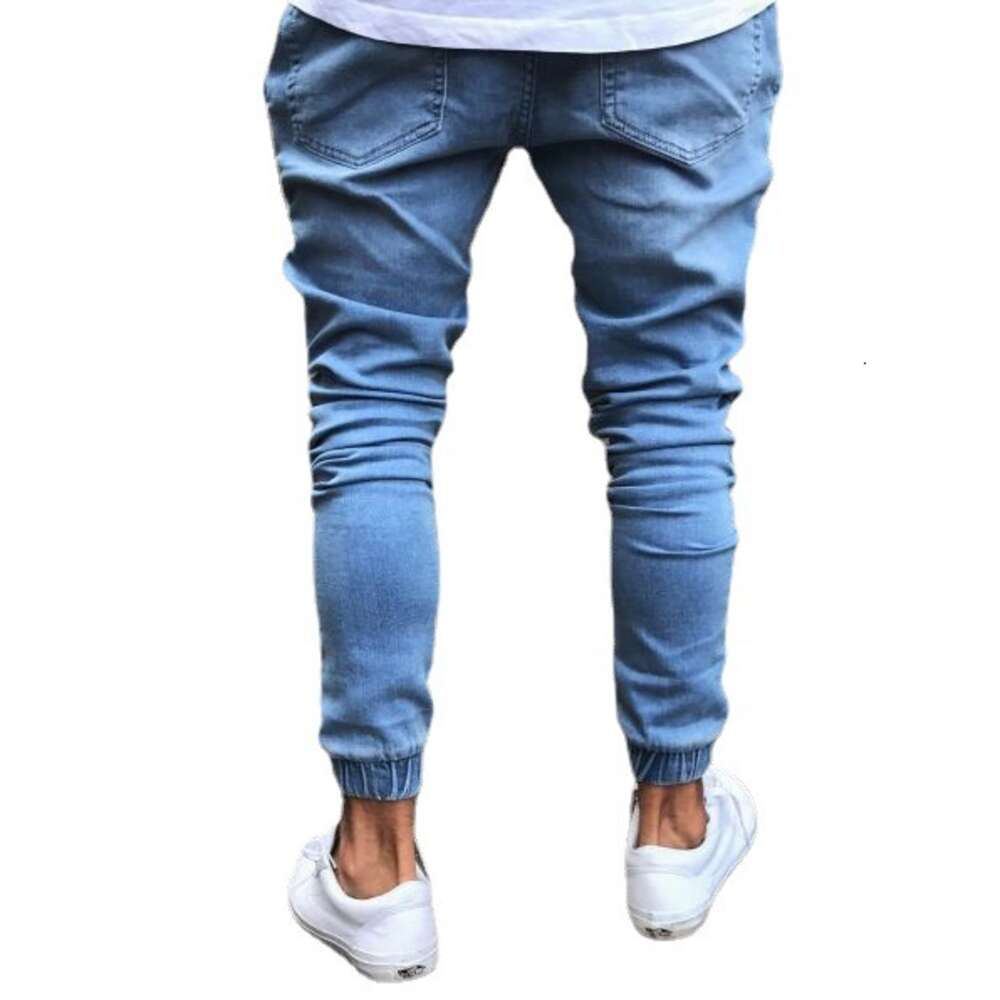 Trendy Jeans for Men's Fashionable Light Blue Tight Fitting New Outfit