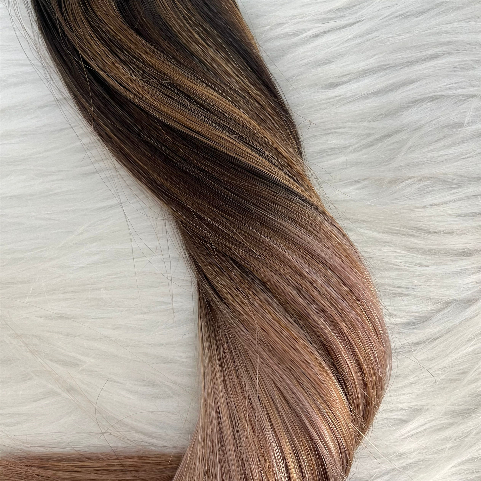 Ombre Clip in Hair Extensions 2/6/18 Balayage Slik Straight Virgin Brazilian Real Clip on Human Hair Extension 120g