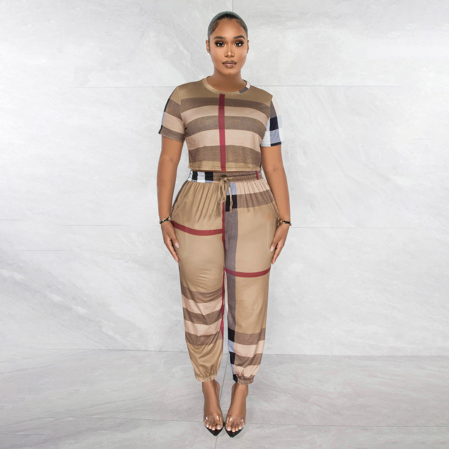 woman Tracksuit Two Piece Shirts Pants Outfit Women Casual Yuja Crop Tops and Legging Set Sweatsuits Jumpsuits Causal training suits