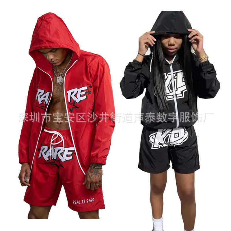 Men's Tracksuits Men's Jacket Shorts Set Digital Full Body Print Men's Summer Casual Sports Trench Coat Two-piece Set T240320