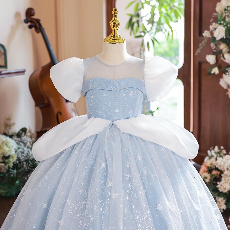 Luxurious princess Flower Girl Dresses Sheer Neck Crystals Lilttle Kids Birthday Pageant Weddding Gow boho kids first holy communion dress vintage pag