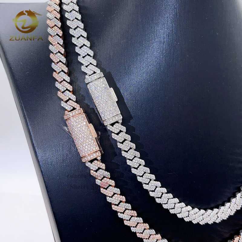 necklace moissanite chain GRA 8MM Double Row Iced Out Men Women Fashion Stylish VVS Diamond Moissanite Cuban Chain