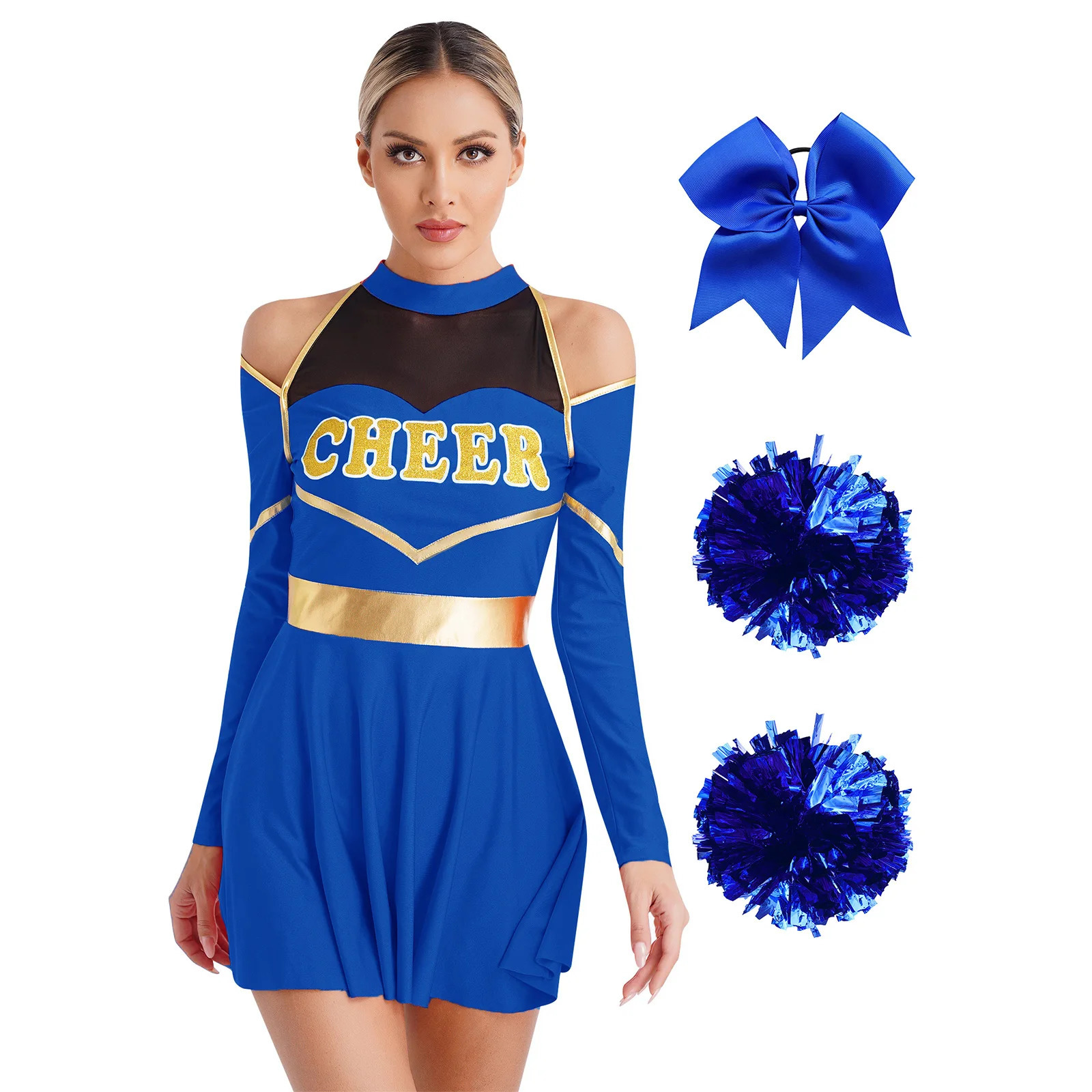 Womens Youthful Cheerleading Costumes Cosplay Cheerlead Uniform Dress Schoolgirls Cheer Dance Outfits Cheerleader Dancewear Sets 240305