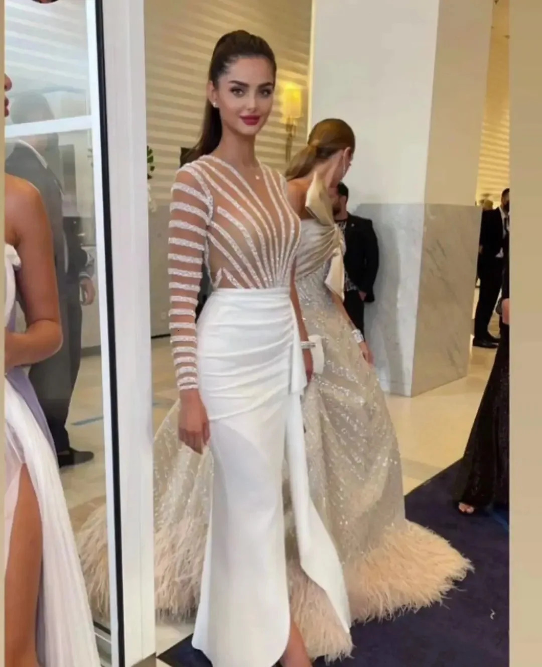 Arrival Women Wedding Dress Autumn and Winter Womens Long Sleeve Wrapped Hip Evening Party Dress 240329