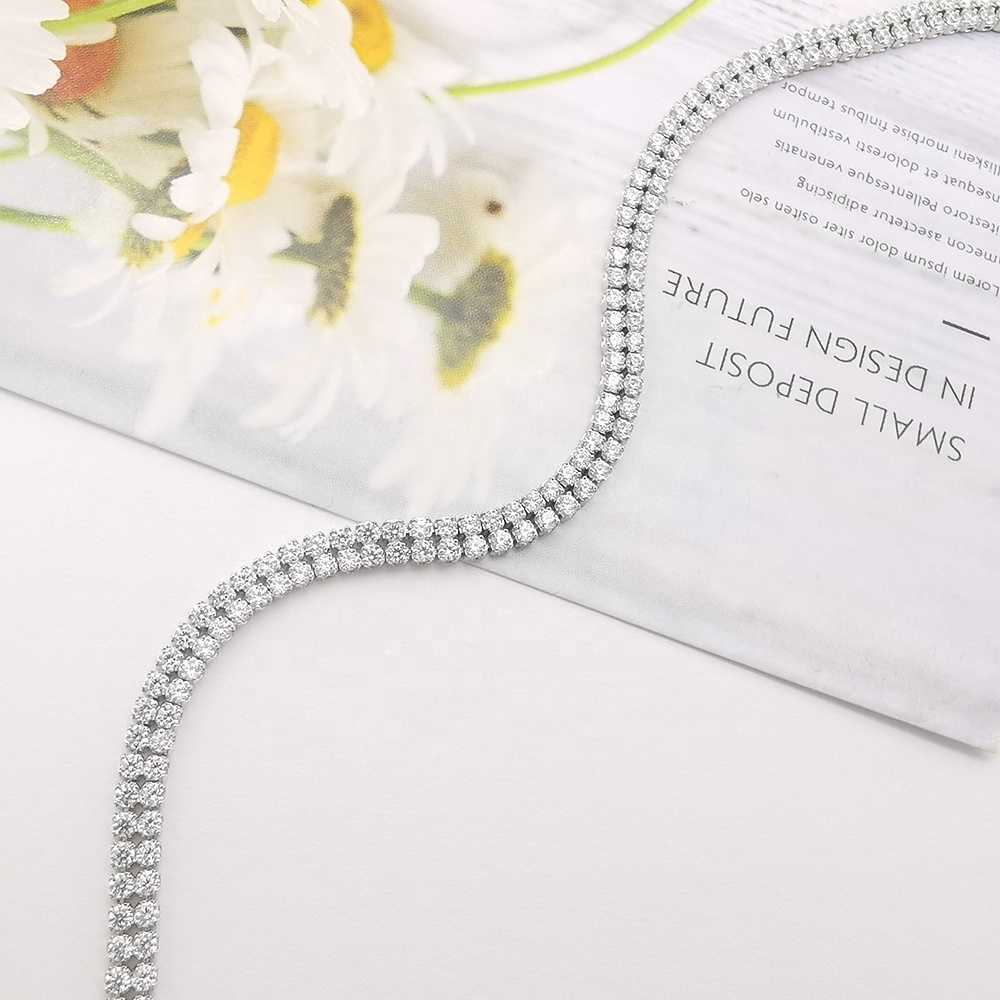 bracelet necklace mossanite Fashionable Dainty Bracelet Bangles 9K Pure Gold Wedding Bracelet 9k Gold Tennis Shining Double Rows