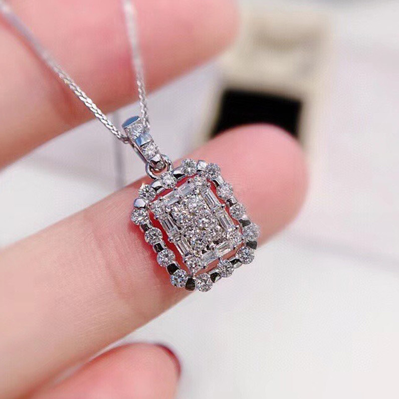 2024 Choucong Square Pendant Jewelry: Sterg Sier Princess Cut Topaz CZ Necklace for Women