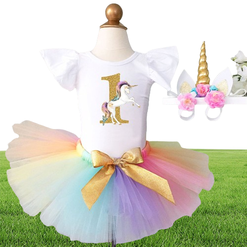 Summer Printing Outfits 3pcs Suits Baby Girls Dress 1Year Birthday Clothes Polka Dots Infant Girl Clothing Newborn Dress Q