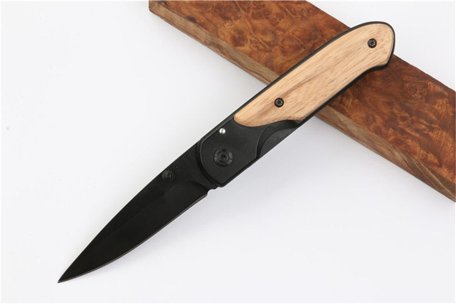 DA44 survival Pocket folding knife Wood handle Titanium finish Blade tactical knifes EDC Pockets knives X49 X50 of BM42