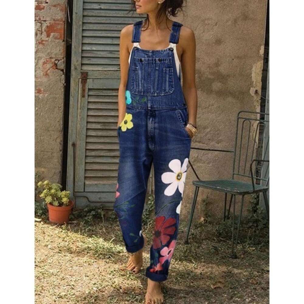 2024 Printed Pants, Large Size, Colorful Strap Denim Pants