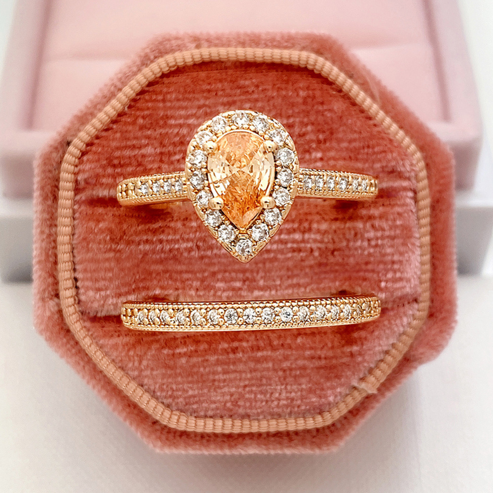 2024 Choucong Handmade Wedding Rings Vintage Jewelry Sterling Sier Rose Gold Fill Pear Cut 5A Cubic Zircon CZ Dia Party Women Couple Bridal Ring Set