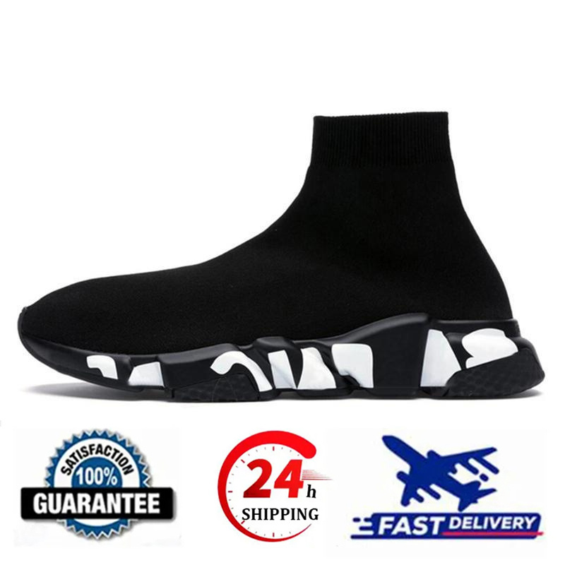 Desiger Sock Shoes Graffiti White Black Red Beige Pik Clear Sole Lace-up Neo Yellow Socks Speed Ruer Traiers Flat Patform Slip O Seaker for Me Ad