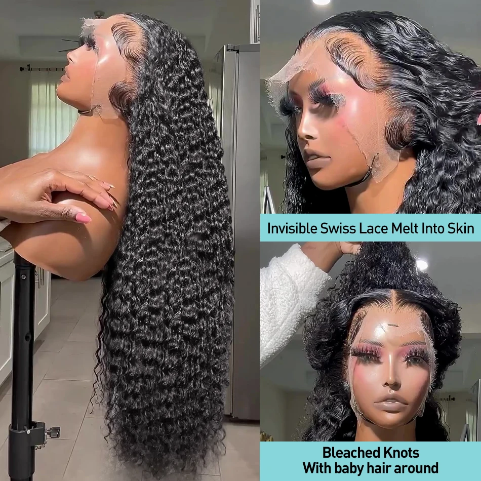 Free shipping 360 Frontal 28 30 Inch Water Wave 13x6 Lace Front Wig Human Hair Wigs Deep Curly Glueless Virgin Brazilian 180% Density