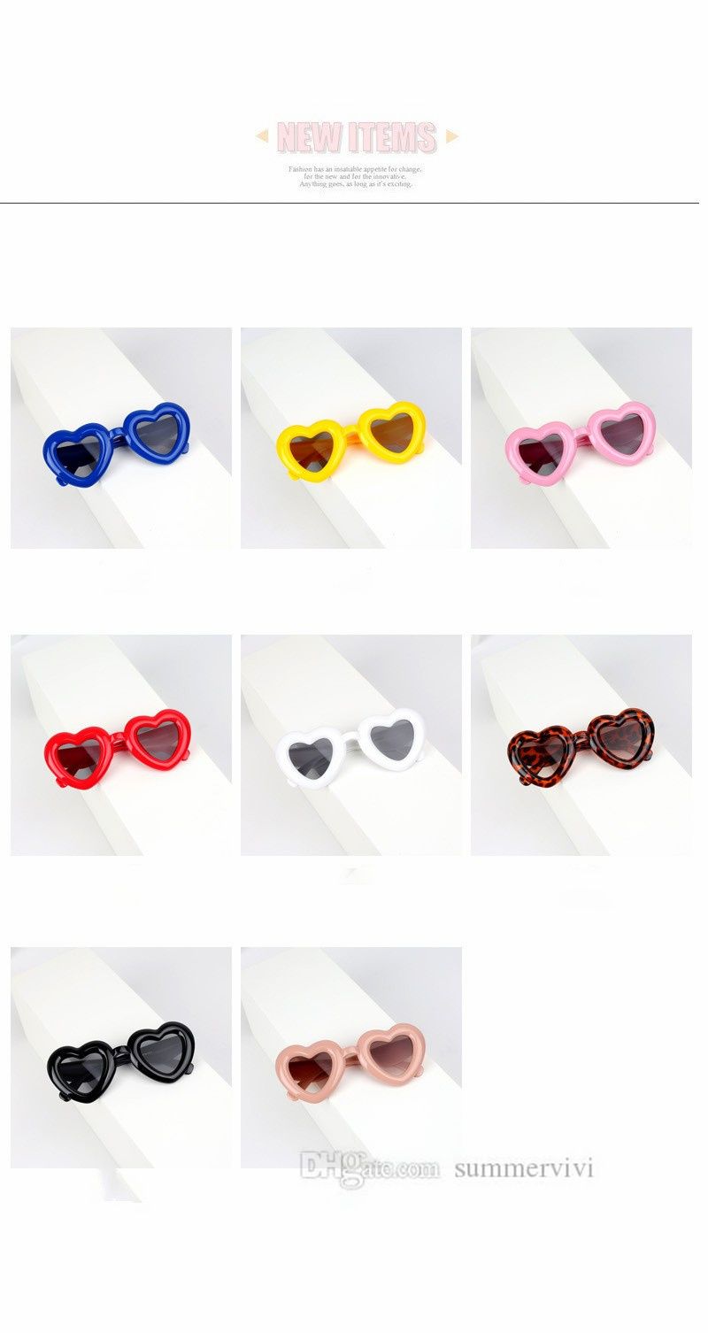 Summer Girls candy color love heart sunglass INS polarizing sunglasses kids leopard grain frame eyeglasses children beach sunblock Z3104 Z260305