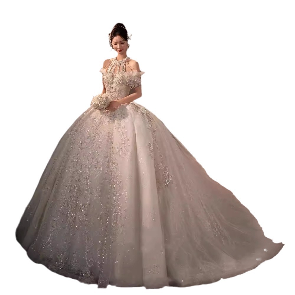 glaring crystals Sparkle lace Wedding Dresses Ball Gown off shoulder Plus Size Princess Bridal Gowns for Women Robe De Mariee Sweep Train Bride Dress 