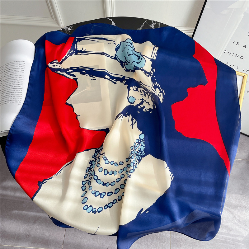 Designer Quality Fashion Women's Birthday Party Gift Scarves High Sense Fabric Headband Printed Letter Scarf 70x70cm