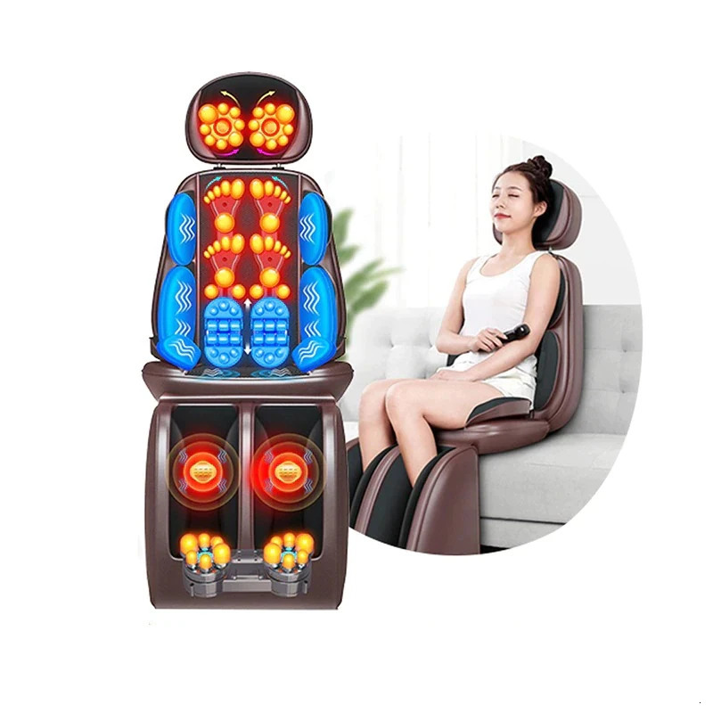 Electric Full Body Massage Chair Neck Back Waist Cushion Heating Vibrate Massaging Pad Seat Sofa Relaxation For 110220V 240309