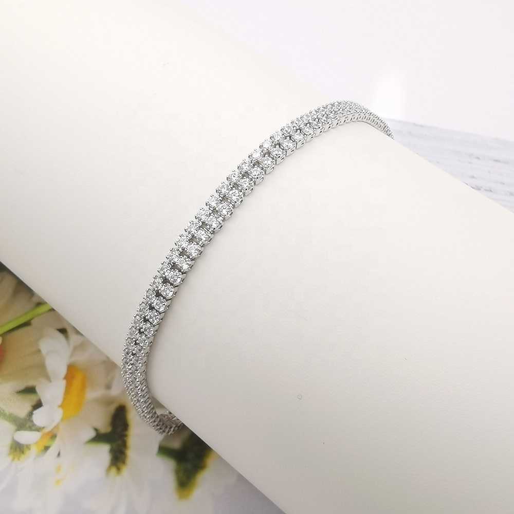 bracelet necklace mossanite Fashionable Dainty Bracelet Bangles 9K Pure Gold Wedding Bracelet 9k Gold Tennis Shining Double Rows