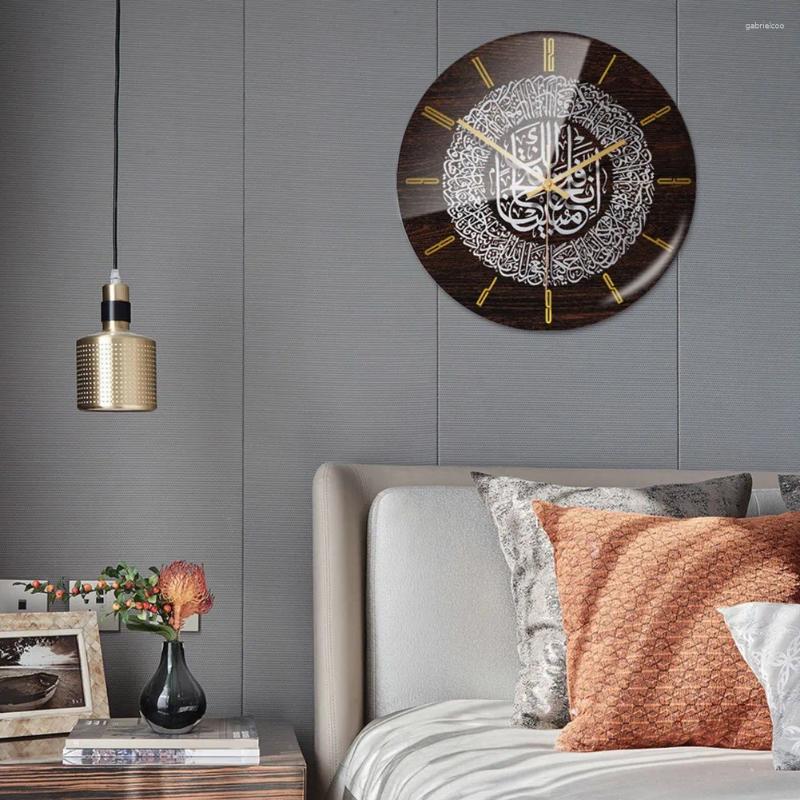 Islamic Wall Clocks Acrylic Clock 30cm Muslim Home Deco Calligraphy Decoration Art Indoor Clock Golden
