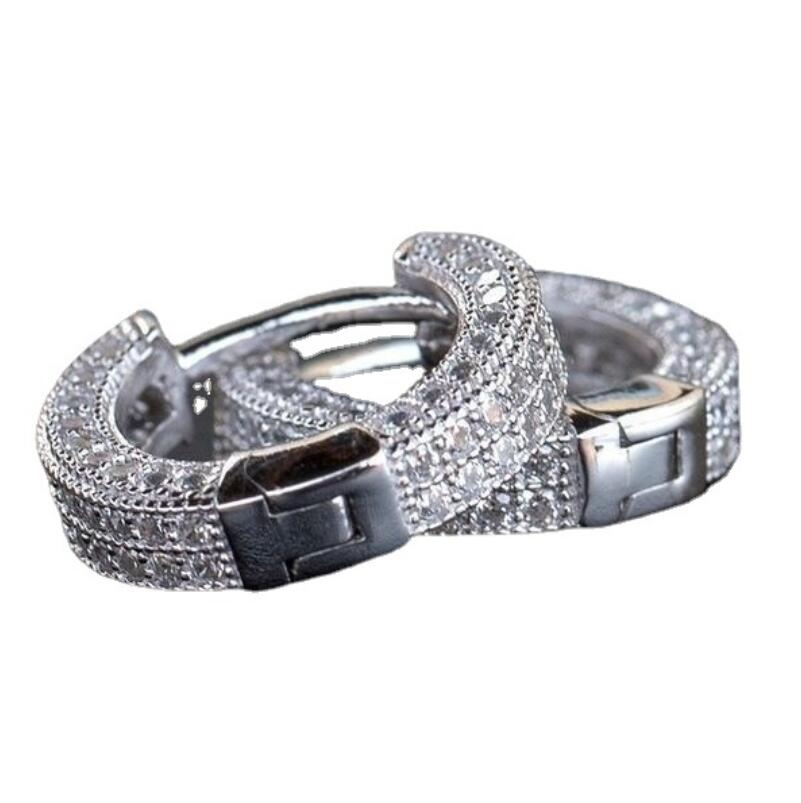 Sterg Sier Clip Earrings: Pave White Sapphire CZ Dias Gold-Filled | Party Jewelry 6b82