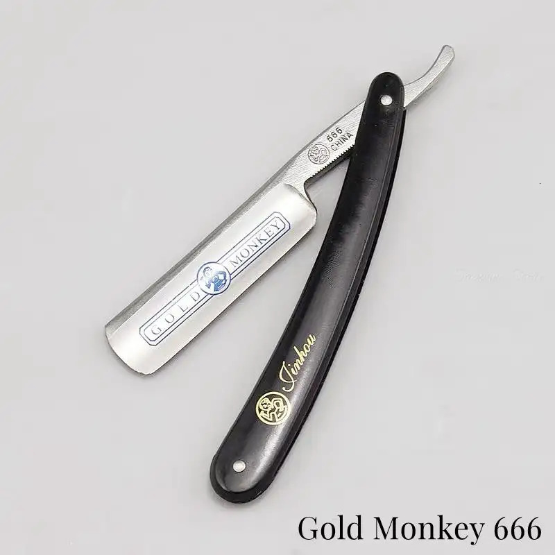 Gold Dollar 208 Gold Monkey 777 666 Classic Steel Straight Edge Salon Barber Shaving Razor Shaver SHAVING RAZOR Barber Tools 240314