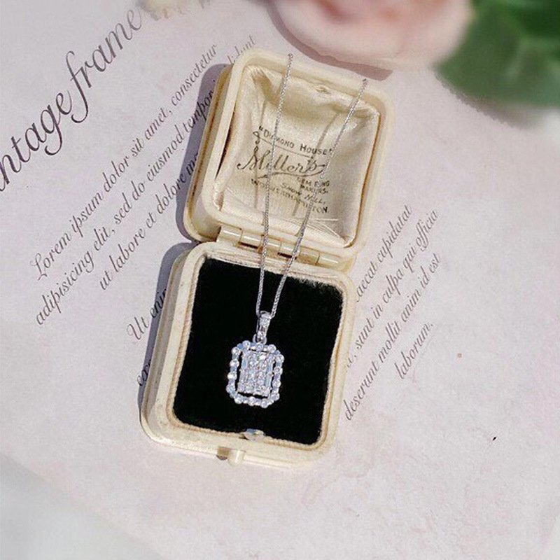 2024 Choucong Square Pendant Jewelry: Sterg Sier Princess Cut Topaz CZ Necklace for Women