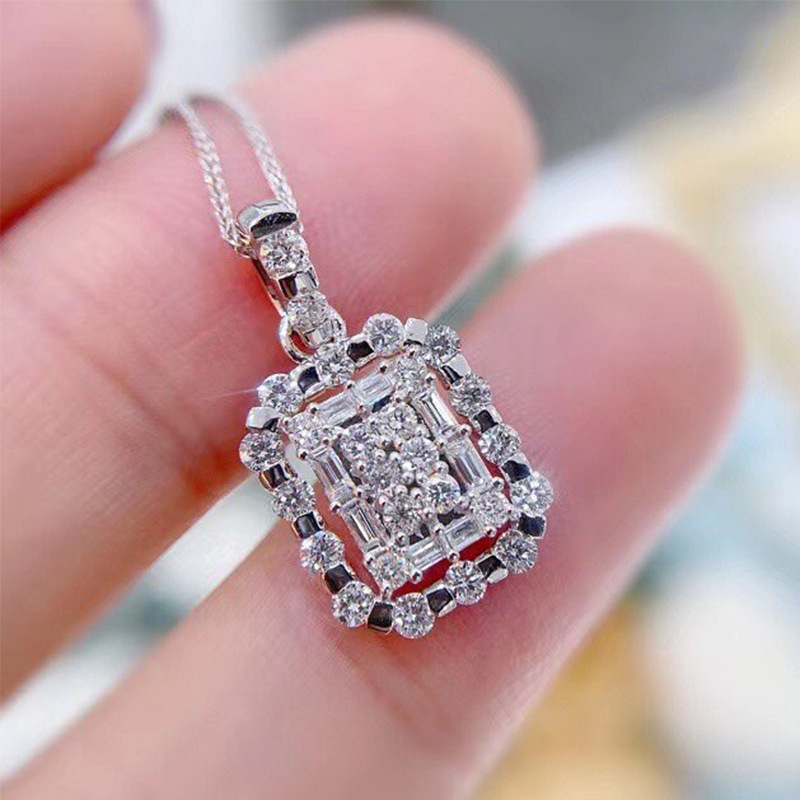 2024 Choucong Square Pendant Jewelry: Sterg Sier Princess Cut Topaz CZ Necklace for Women