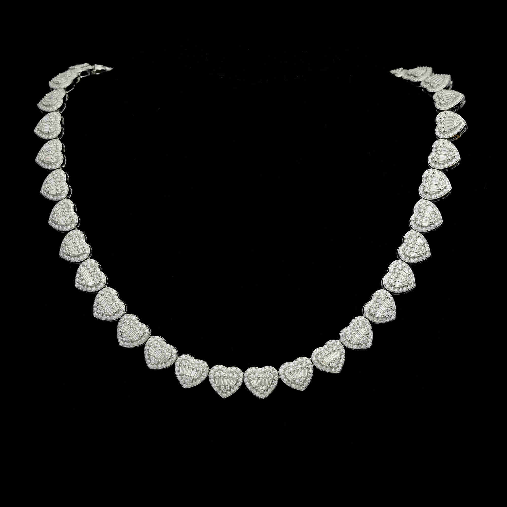 Necklace Tennis Chain moissanite chain Iced Out 925 Silver Hip Hop Jewelry 12mm Heart Shape CzTennis Necklace Chain