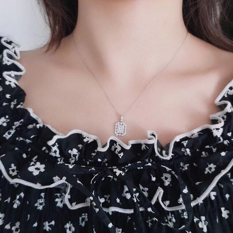 Ins Simple Fashion Heart Pendant Sparkling Luxury Jewelry 925 Sterling Silver Princess Cut White 5A Zircon CZ Diamond Multi Style Women Beach Clavicle