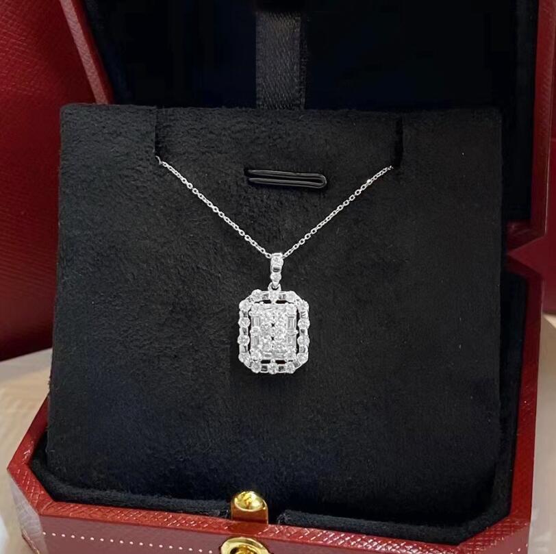 Ins Simple Fashion Heart Pendant Sparkling Luxury Jewelry 925 Sterling Silver Princess Cut White 5A Zircon CZ Diamond Multi Style Women Beach Clavicle