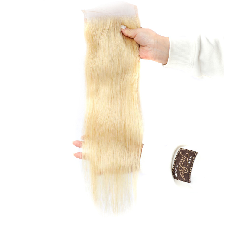 Top Closures Blonde Color 613# Brazilian 100% Human Hair 13X4 Lace Frontal Straight 5*5 6X6 Lace Closure 12-26inch Free Part