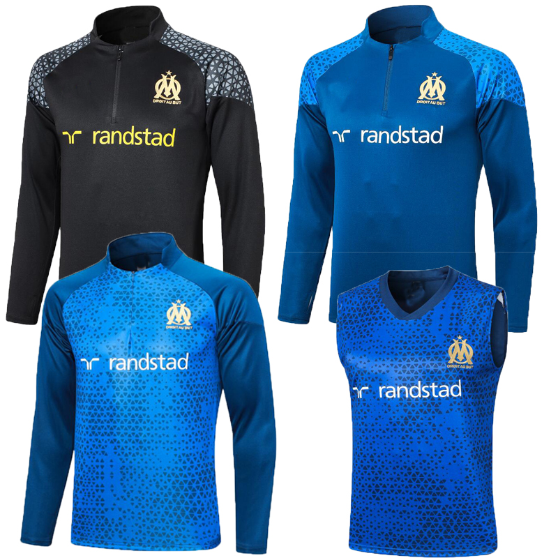 2023 2024 men soccer tracksuits MILIK PAYET Marseilles survetement 23 24 fottball Training top veste maillot de foot mpique OM tracksuit football jogging