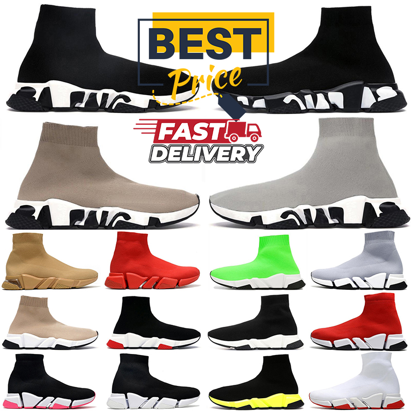 Desiger Sock Shoes Graffiti White Black Red Beige Pik Clear Sole Lace-up Neo Yellow Socks Speed Ruer Traiers Flat Patform Slip O Seaker for Me Ad
