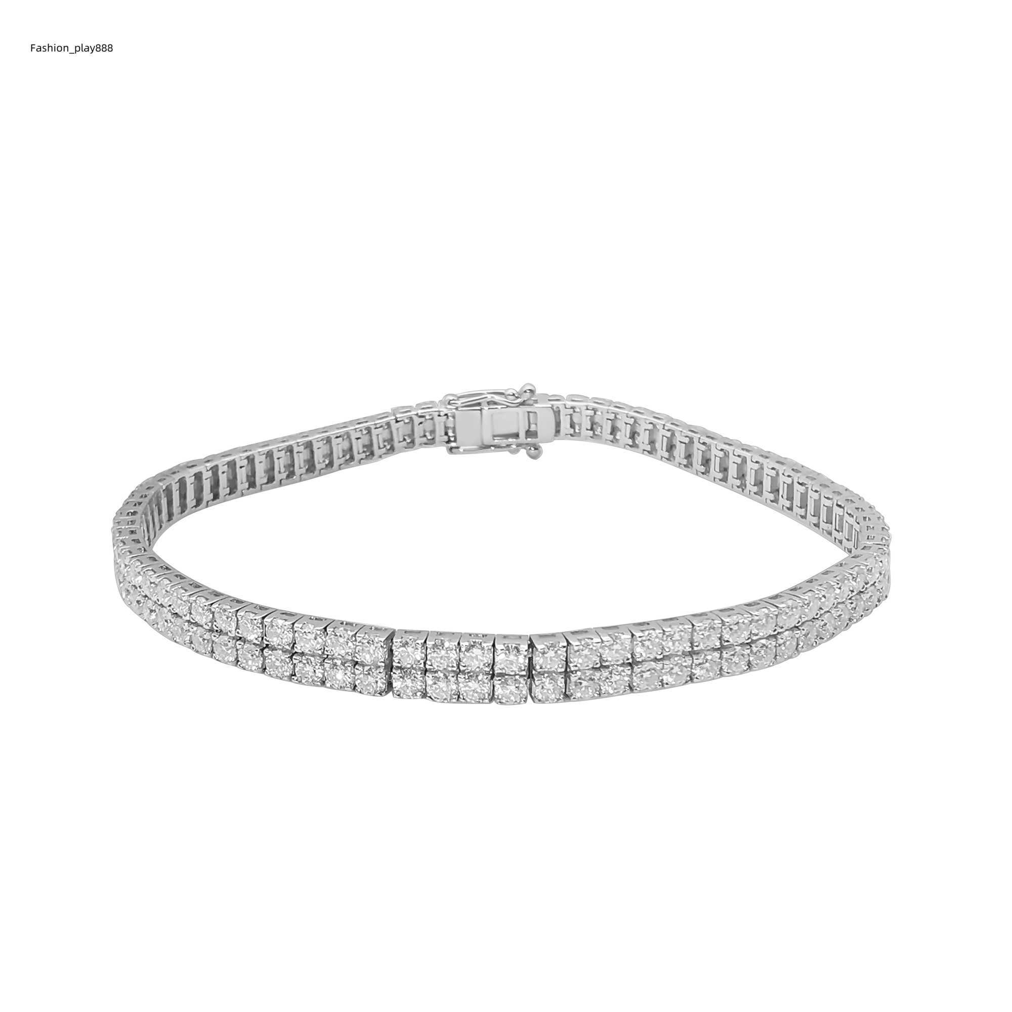 bracelet necklace mossanite Fashionable Dainty Bracelet Bangles 9K Pure Gold Wedding Bracelet 9k Gold Tennis Shining Double Rows