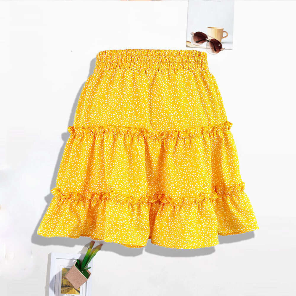 Women's High Waisted Ruffled Edge Floral Skirt with Printed Beach A-line Short Skirt, Fashionable and Sexy for Women