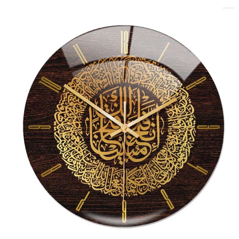 Islamic Wall Clocks Acrylic Clock 30cm Muslim Home Deco Calligraphy Decoration Art Indoor Clock Golden