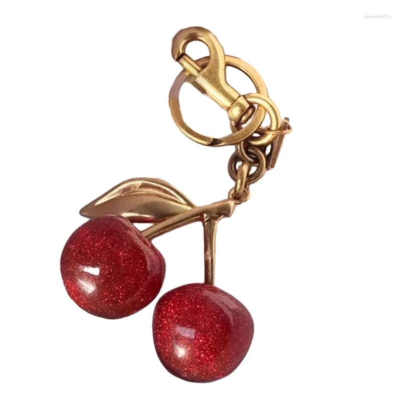 Keychains Exquisite Cherry Keychain Pendant Versatile Bag Charm Antique CherBag For Women's AccessoriesDropship