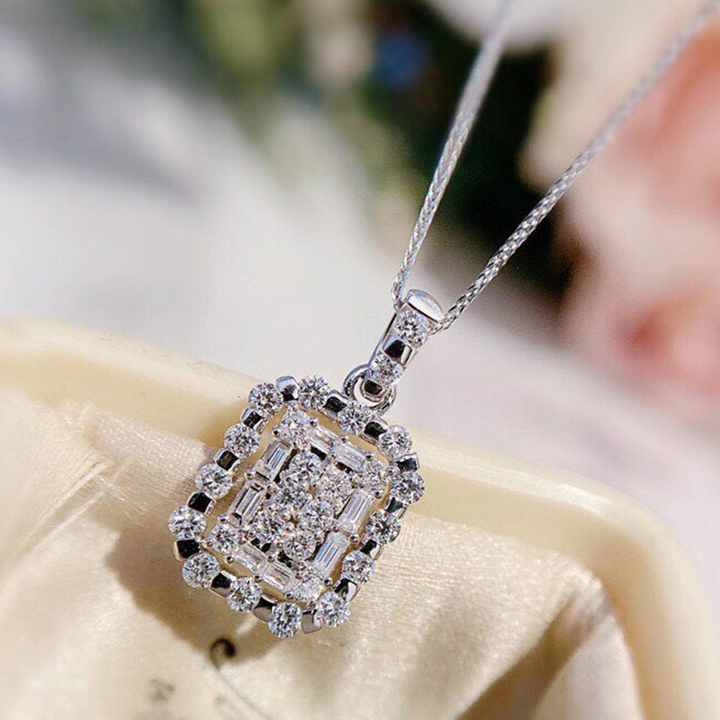 2024 Choucong Square Pendant Jewelry: Sterg Sier Princess Cut Topaz CZ Necklace for Women