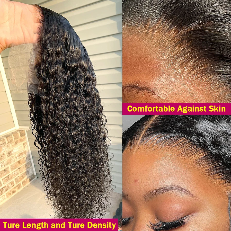 Free shipping 30 40 Inch Mogolian 13x4 Deep Hd Frontal Water Wave Wig Curly Lace Front Silation Human Hair Wigs for Women Glueless Pre Plucked