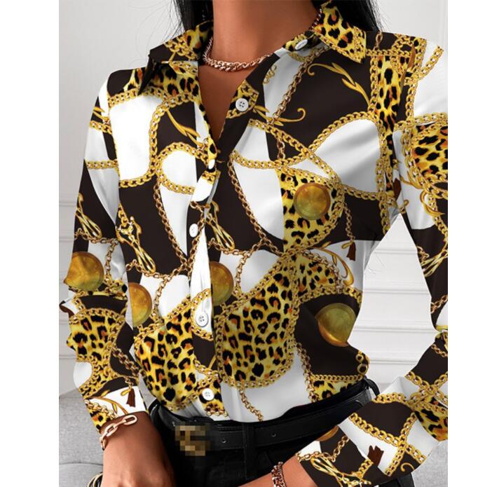 Designer Women Lapel Neck Shirt New Spring Baroque Printed Blouse Floral Blouses Fashion Shirts Tops Long Sleeved Sweatshirts free shipping
