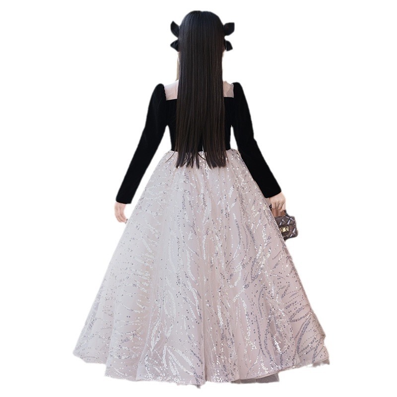 Glitz 2024 Sequined Wer Girl Long Sleeves Childrens First Holy Communion Princess Tulle Ball Gown Wedding Party 2-14 Years Girls Pageant Dress 403 666