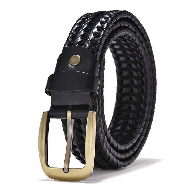Belts Men Genuine Leather Braided Belts Webbing High Quality Braided Vintage Belt for Men Gold Pin Buckle Casual for Jeans Strap