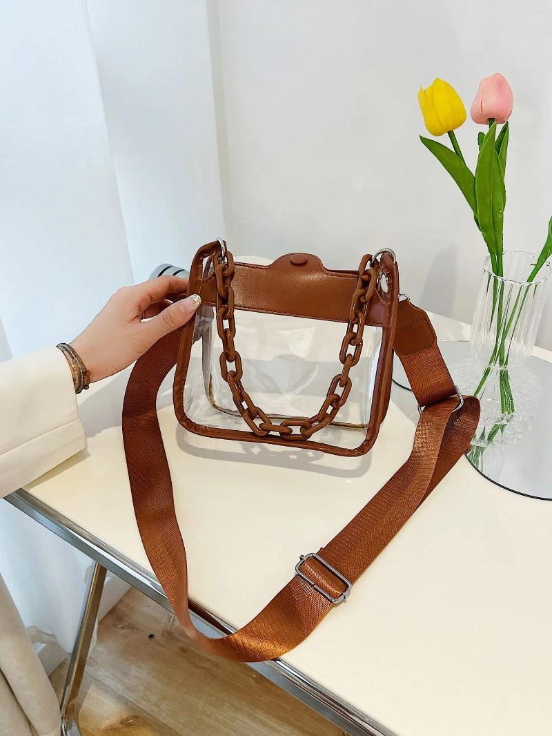 Shoulder Bags Summer Women Clear Transparent Crossbody Bag Female Jelly Handbags And Purses Acrylic Chain Square Bolsos B5