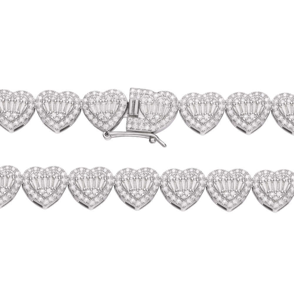 Necklace Tennis Chain moissanite chain Iced Out 925 Silver Hip Hop Jewelry 12mm Heart Shape CzTennis Necklace Chain